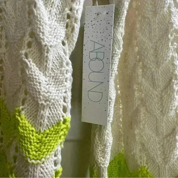 ABOUND Ivory/Green Sorbet Striped Pointella Knit Sweater Women's Size XXS, small - Picture 10 of 14